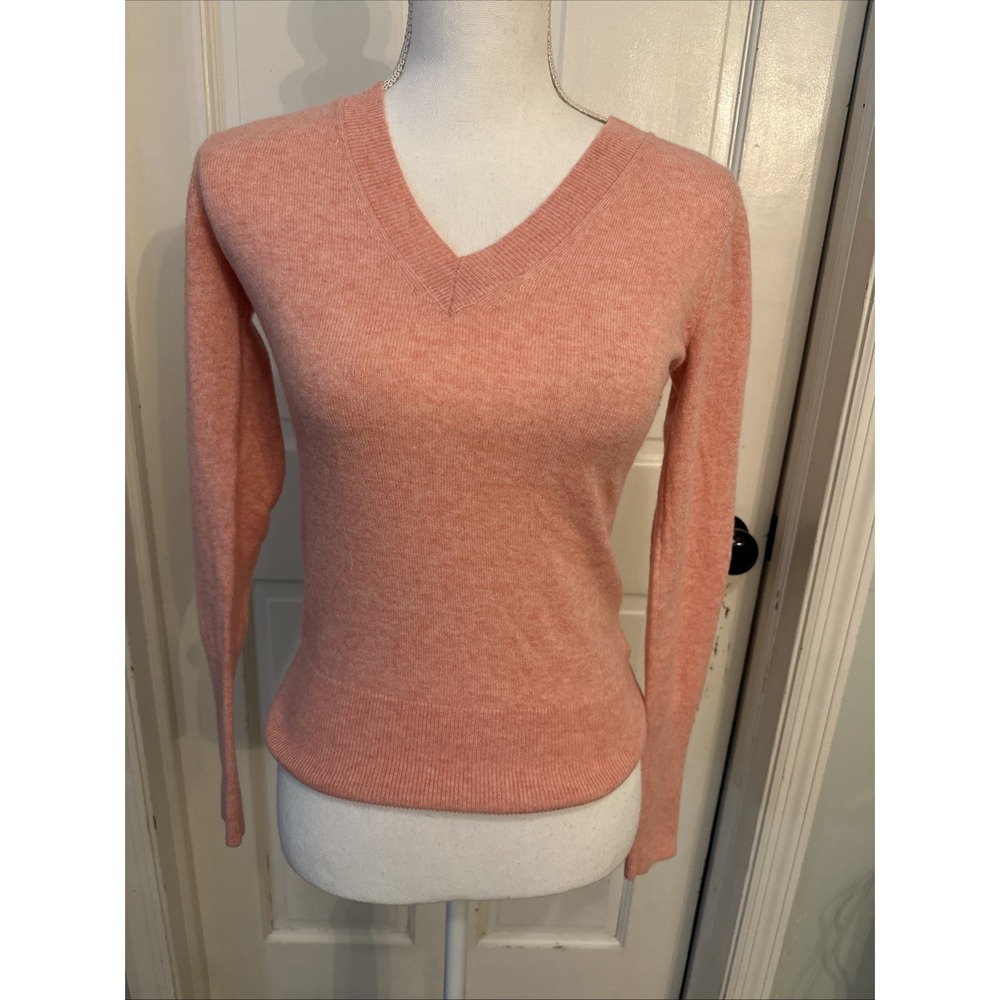 J Crew Women's 100% Cashmere V-Neck Pullover Sweater Pink/coral Size XS